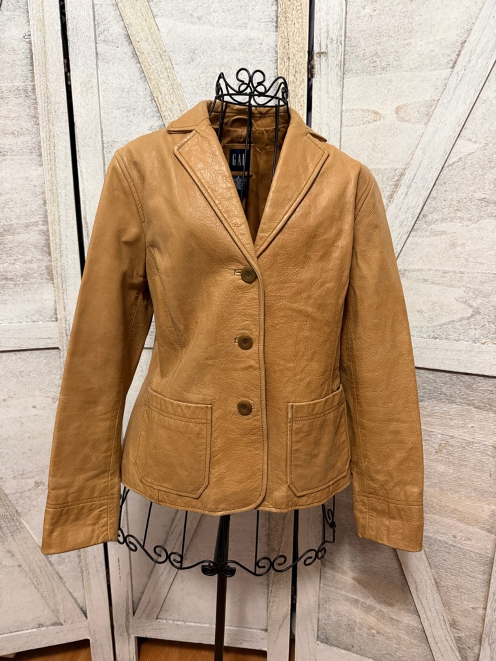 GAP Cognac Leather Blazer Jacket